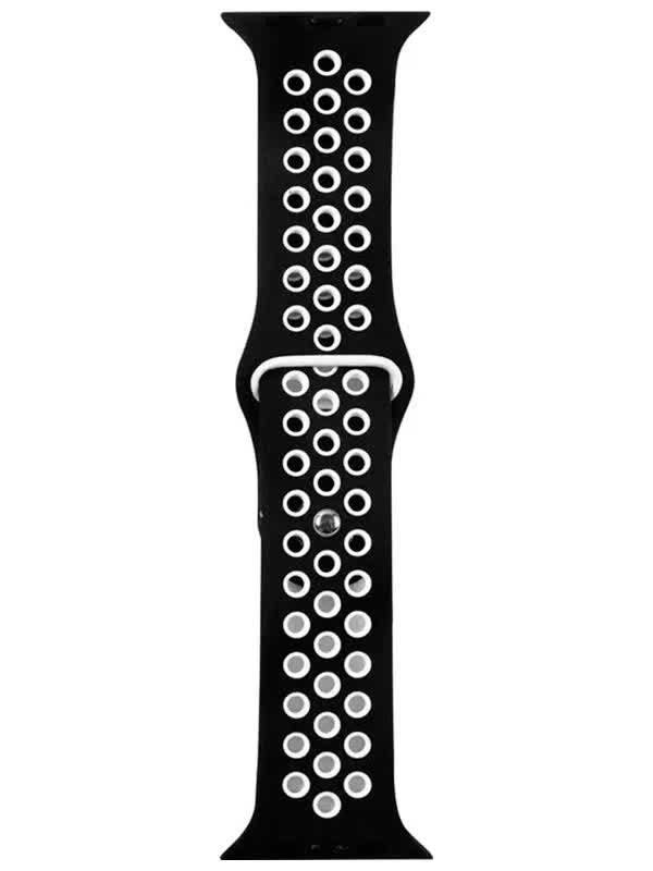 Ремешок Red Line силиконовый двухцветный для Apple watch – 42-44 mm (S3/S4/S5 SE/S6), черно-белый УТ000022900