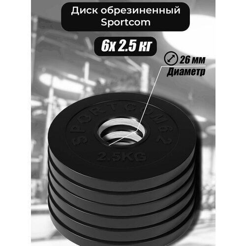 Комплект дисков Sportcom обрезиненных 26мм 2.5кг / 6 шт.