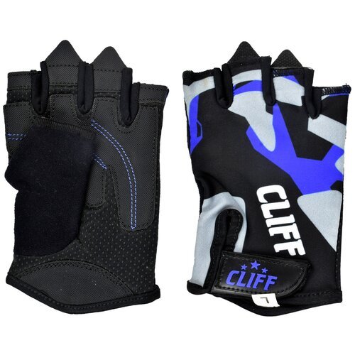 Перчатки для фитнеса CLIFF FG-002, чёрно-синие, р.2XS