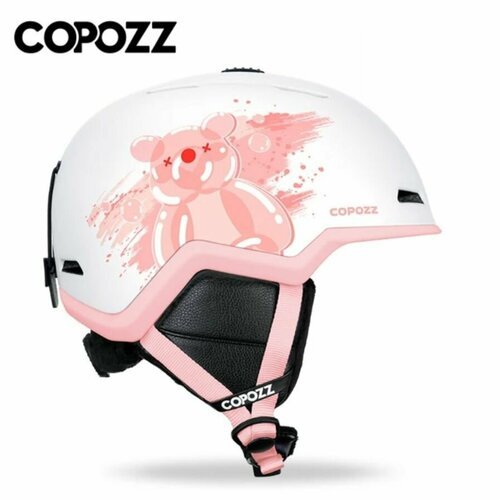 Шлем горнолыжный взрослый COPOZZ GOG-21200 розовый медведь