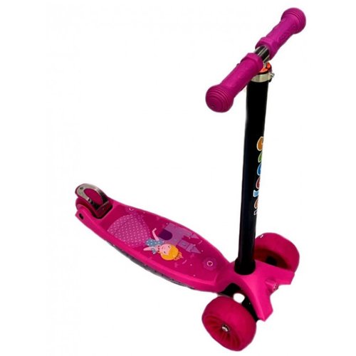 Самокат Scooter, детский складной самокат, самокат розового цвета, светящиеся колеса, светящиеся панель (дека) с музыкой