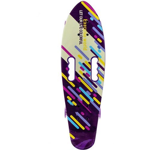 Скейтборд с ручкой, колеса светятся, 68*20 см, фиолетовый