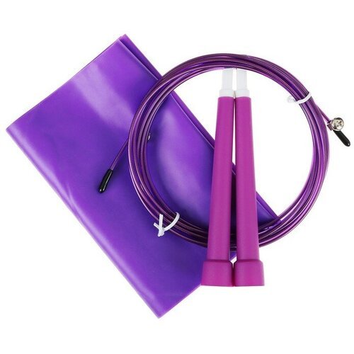 ONLITOP Набор для фитнеса: эспандер ленточный, скакалка скоростная, цвет фиолетовый