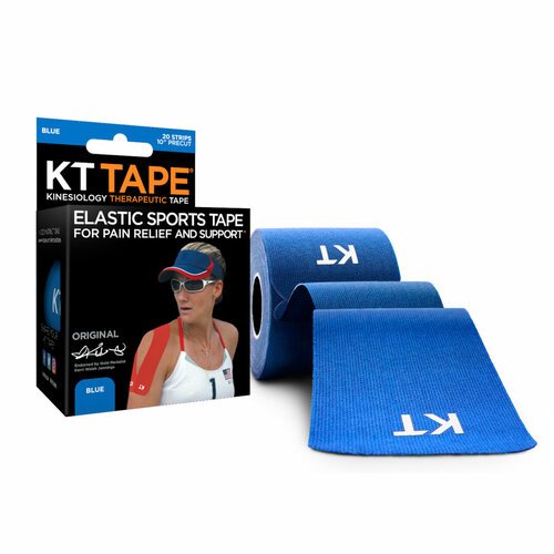 Кинезиотейп KT Tape Original, Хлопок, 20 полосок, 25 х 5 см, преднарезанный, цвет Синий