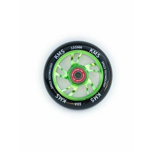 Колесо Sport для трюкового самоката 100 мм Cпиральная звезда зеленое (алюминий) KMS 805401-KR4
