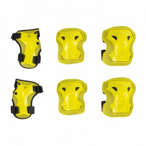 Защита для детей Safety line 600 (размер XS), комплект защитной экипировки для роликов, наколенники, жёлтого цвета