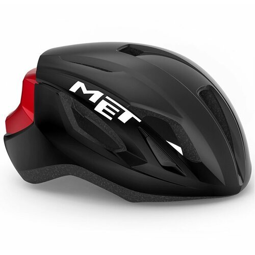 Велошлем Met Strale Road Cycling Helmet 2022 (3HM107), цвет Чёрный/Красный, размер шлема S (52-56 см)
