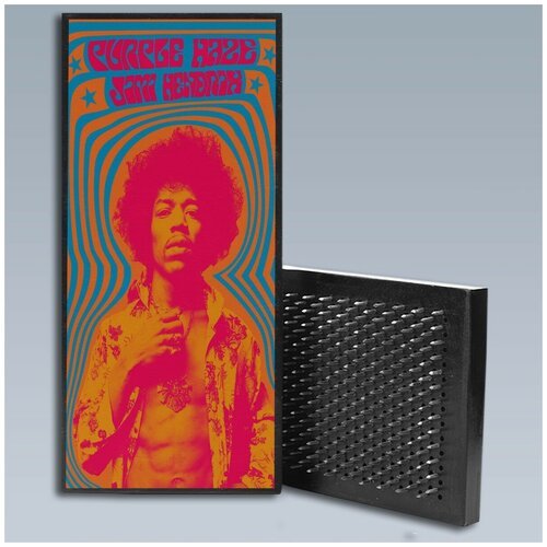 Доска Садху с УФ печатью / Доска с гвоздями / Доска для Йоги / музыка Jimi Hendrix (Джимми Хэндрикс, Рок, психоделика, хиппи) - 420 / шаг 10мм