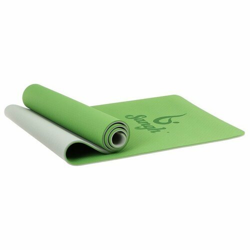 Коврик для йоги Sangh, 183×61×0,8 см, цвет зелёный, материал термопластичный эластомер