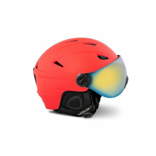Шлем защитный горнолыжный с визором FORCELAB, красный, 58