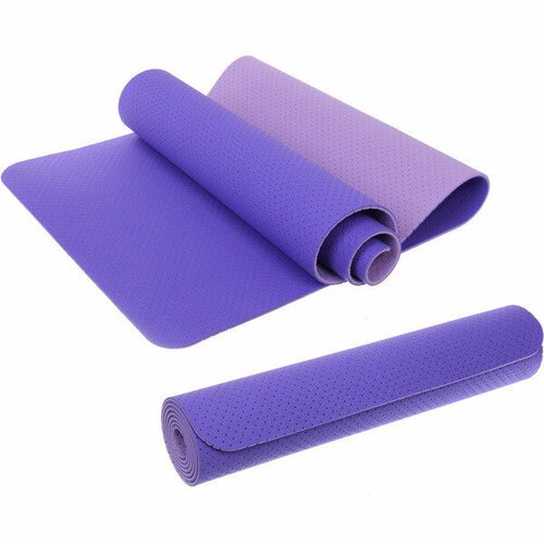 Коврик для йоги 6 мм 183х61 см «Sports time» перфорированный (ТРЕ), сиреневый/фиолетовый