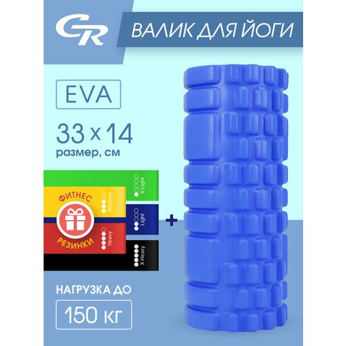 Набор для йоги, Валик массажный 33х14 см, комплект гимнастических резинок 5шт, синий, JB4300093