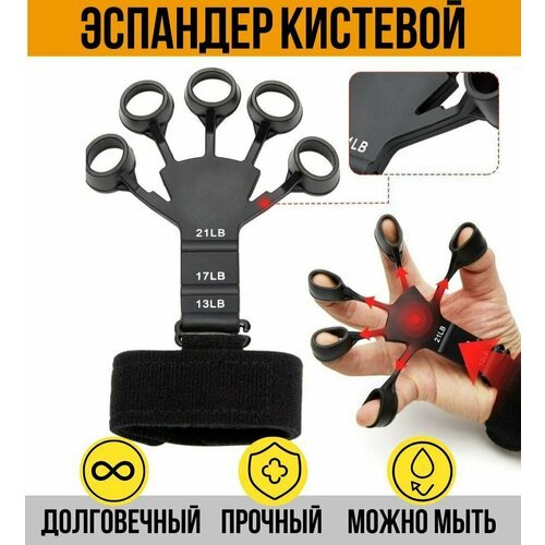 Эспандер кистевой для фитнеса рук / Good ideas/ кистевой резиновый для пальцев / черный с регулятором нагрузки 6,8 и 9,5 кг