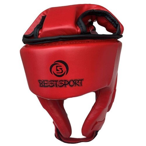 Шлем боксерский боевой с закрытым верхом Best Sport BS-бш2 PU, красный, р. XL