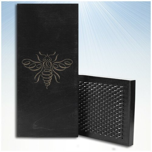 Доска Садху / Доска с гвоздями / Доска для Йоги / животные пчела - 1502, черная
