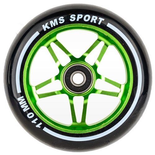 Колесо для трюкового самоката KMS Sport 110мм, зеленый/черный с подшипниками,(5405)