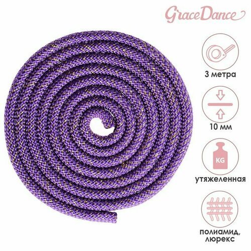 Скакалка для художественной гимнастики утяжелённая Grace Dance, 3 м, цвет фиолетовый (комплект из 4 шт)
