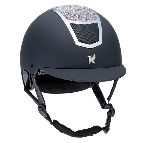 Шлем для верховой езды с регулировкой SHIRES Karben 'Valentina', обхват головы 53-55 см, черный/серебро (Великобритания)