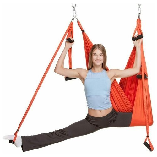 Гамак для йоги с креплениями цвет: оранжевый YJ-005
