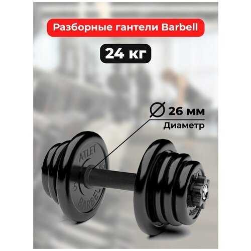 Гантель разборная обрезиненная Barbell Atlet 24 кг
