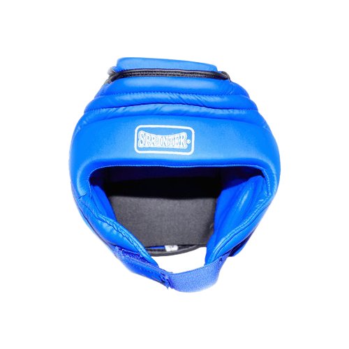 Шлем боксёрский 'Гладиатор' закрытый, кожзаменитель, индивидуальная упаковка. Защита верхней части головы, Под подборотком застежка на одной липучке.
