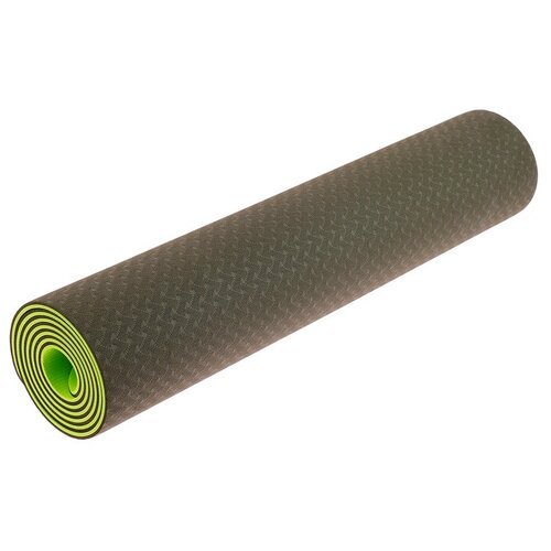Коврик Sangh Yoga mat двухцветный, 183х61 см темно-зеленый 0.6 см