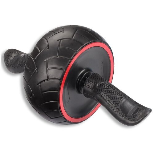 Ролик гимнастический 1 колесо INDIGO возвратный механизм с ковриком IN281 Черно-красный 35*20 см