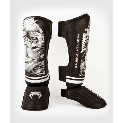 Шингарды, защитные щитки на голень, ноги, для единоборств, тайского бокса Venum YKZ21 - Black/Silver (L)