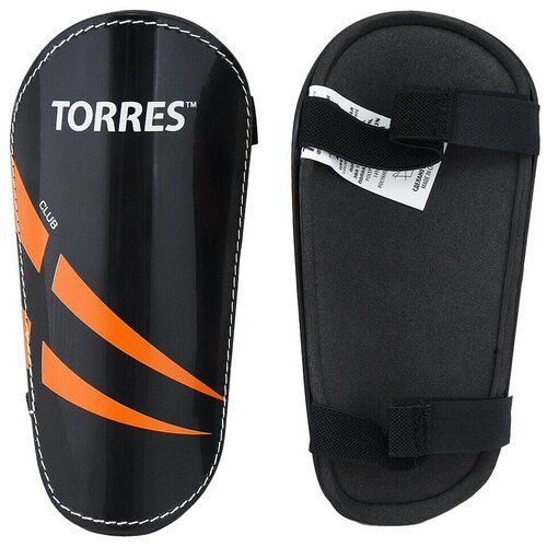 Спортивные защитные щитки футбольные Torres Club, FS1607-1 без голеностопа из пластика и пены (ЭВА) на липучках для тренировок, размер L
