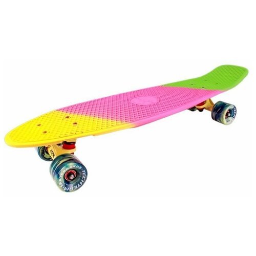Скейтборд пластиковый Tricolor 27 pink/yellow 1/4