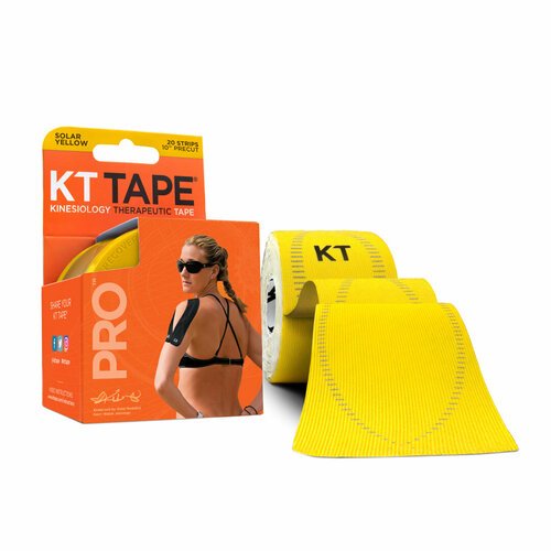Кинезиотейп KT Tape PRO, Синтетическая основа, 20 полосок 25х5см, преднарезанный, цвет Solar Yellow