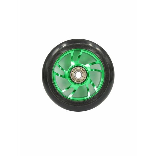 Колесо для трюкового самоката 100 мм Cпиральная звезда зеленое (алюминий) 805428-KR3