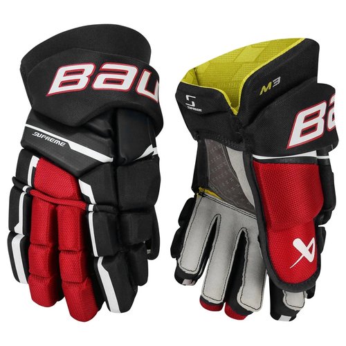 Перчатки хоккейные BAUER Supreme M3 S23 SR 1061898 (15 / черный-красный)