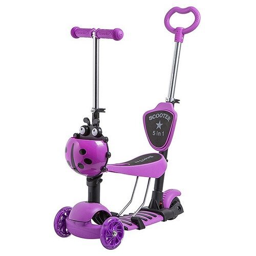 Детский 3-колесный самокат Novatrack Disco-kids saddle pro (2019), фиолетовый