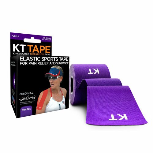 Кинезиотейп KT Tape Original, Хлопок, 20 полосок, 25 х 5 см, преднарезанный, цвет Фиолетовый
