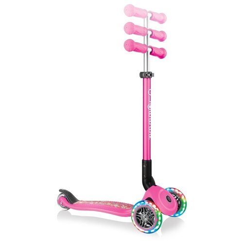 Детский самокат 3-колесный GLOBBER Primo Foldable Fantasy Lights , розовый