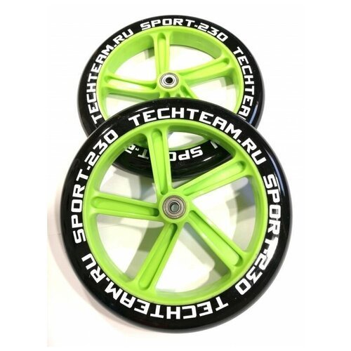 Набор колес и подшипников ABEC7 для самоката 230мм, Tech Team салатовый,