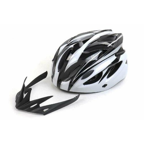 Шлем Вело с козырьком черно-белый 54-60см