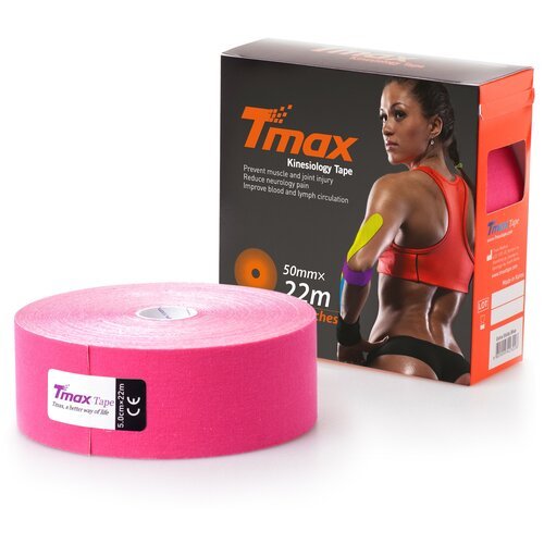 Кинезио тейп хлопок Tmax Extra Sticky 5см x 22м, розовый