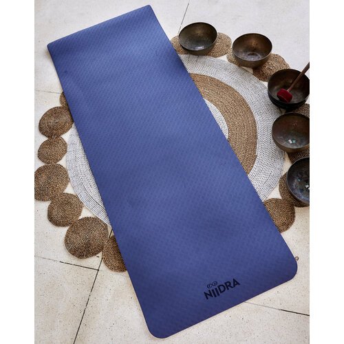 Коврик для йоги и фитнеса NiiDRA Basic, сине-персиковый цвет, 6 мм