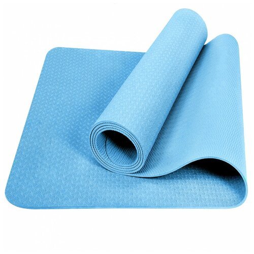 Коврик для йоги ТПЕ 183х61х0,6 см E39312 (голубой)