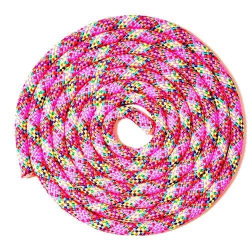 Скакалка для художественной гимнастики утяжеленная, розовая бабочка с люриксом 48-е плетение, 280см*1см,175г