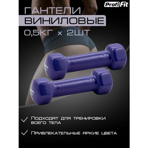 Гантели PROFI-FIT для фитнеса, виниловые, 0,5 кг. 2 шт.