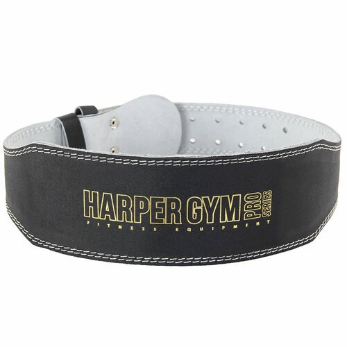 Пояс для тяжелой атлетики и фитнеса (узкий) Harper Gym Pro Series JE-2623 черный, нат.кожа, XL