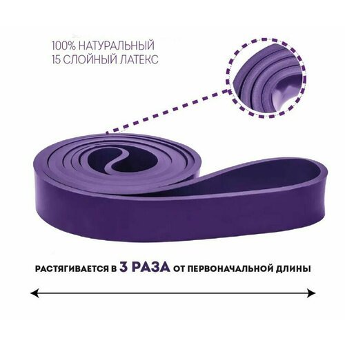 Резинка для фитнеса, эспандер ленточный, сопротивление от 22 до 45 кг, фиолетовый