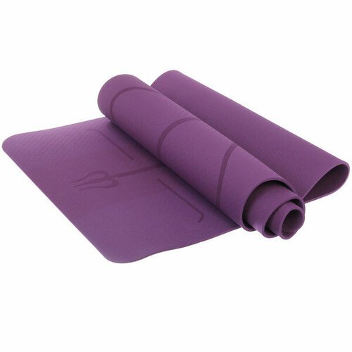 Коврик для йоги 6 мм 183*61 см «Шамбола» с лазерной гравировкой (ТРЕ), фиолетовый