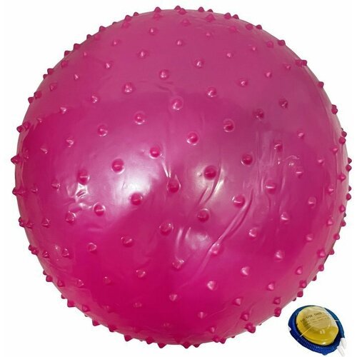 Мяч Фитнес Х- Match 65 см. с шипами массажный, ПВХ, розовый, насос в компл.
