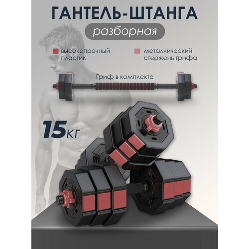 Гантель-штанга разборная Atemi ADS02B 15 кг черный/красный