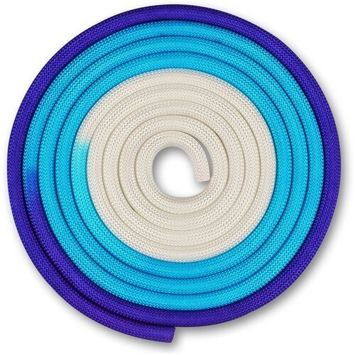 Скакалка для художественной гимнастики утяжеленная трехцветная INDIGO 165 г, IN167, Бело-сине-фиолетовый, 3 м