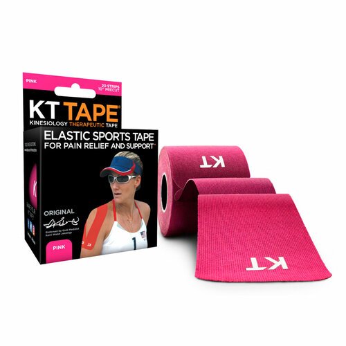 Кинезиотейп KT Tape Original, Хлопок, 20 полосок, 25 х 5 см, преднарезанный, цвет Розовый